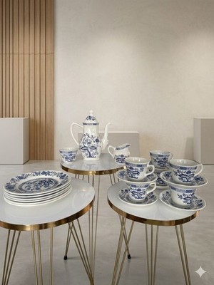 Kaffeeservice Blue Onion England 6 Personen   Kanne, Milch & Zucker Top Zustand
