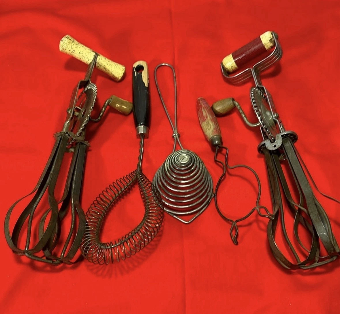 Vintage Hand Mixer/Egg Beaters, Whisk, Egg Separator And Jar Lift Lot