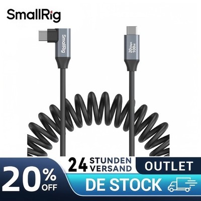 SMALLRIG USB C to USB C Coiled Data Cable (Straight to Angled), 90 Degree USB C