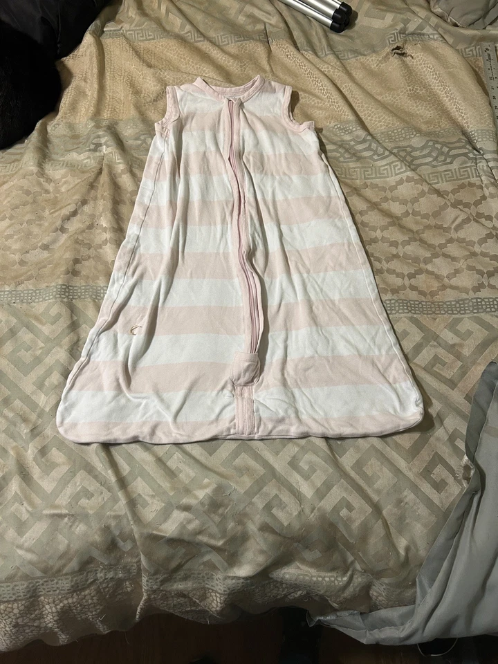 Burt's Bees пчеловод сна мешок M 6-12 М Baby Girl розовый белая полоса носимый - Изображение 2 из 4