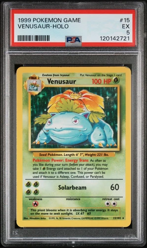 Vintage 1999 Pokémon Venusaur Holo #15/102 PSA 5