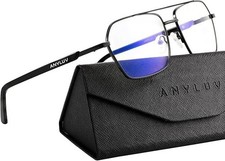ANYLUV Blue Light Blocking Glasses Square Metal Frame Computer Eyewear