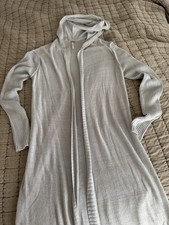 Women's Free People Ribbed Knit Long Duster Cardigan Hoodie Grey Small Lagenlook