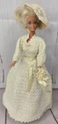 Crochet Wedding or Bridesmaid Dress, Hat, Bouquet Handmade Vtg READ No Doll