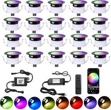 Deck Light RGBW 20 Pack, Φ1.77 Inches RGB/Warm White D45mm 20 