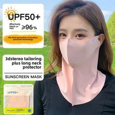 Women's Summer Ice Silk Face Mask Breathable Seamless 3D Neck Protection UV Prot