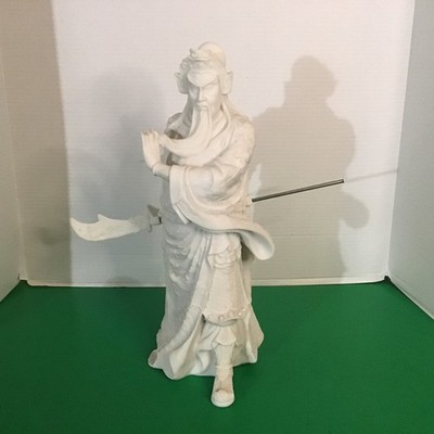 Blanc De Chine Porcelain Figure Of Guan Yu, Chinese Deity 15 1/2   Tall