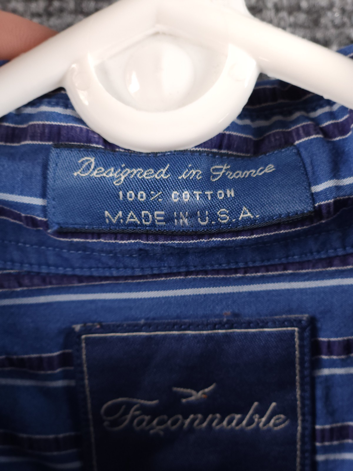 Faconnable Button-Down Large Cotton USA Blue Stri… - image 11