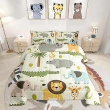 Feelyou Nursery Cute Wild Animals Bedding Set for Girls Boys Child Kids Carto...