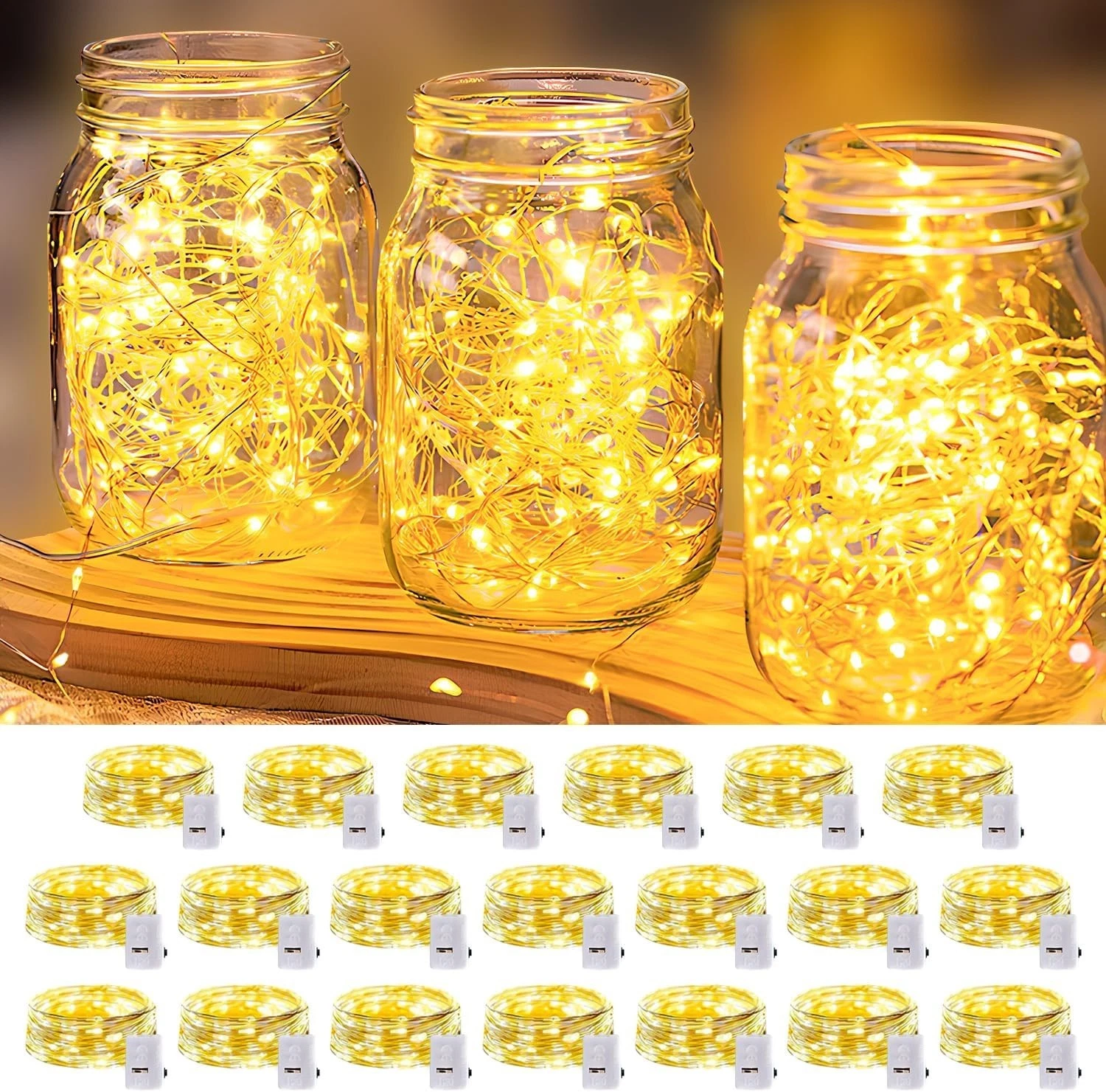 20 Pack LED Fairy Lights Battery Operated 7FT 20LED Warm White Decor