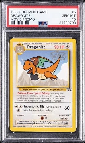 1999 POKEMON GAME MOVIE PROMO #5 DRAGONITE PSA 10
