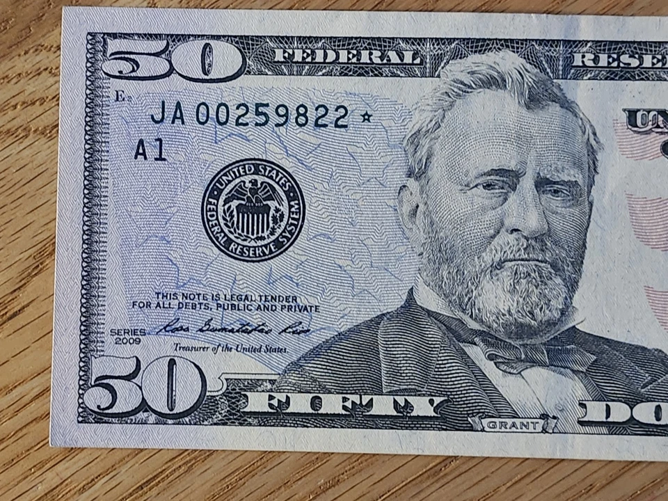 2009 $50 "STAR NOTE" BOSTON DISTRICT JA00259822* 640K RUN - Image 3 of 4