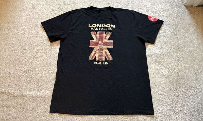 London Has Fallen Movie Promo Black XL T-Shirt 2016 Gerard Butler AMC 3/4/2016