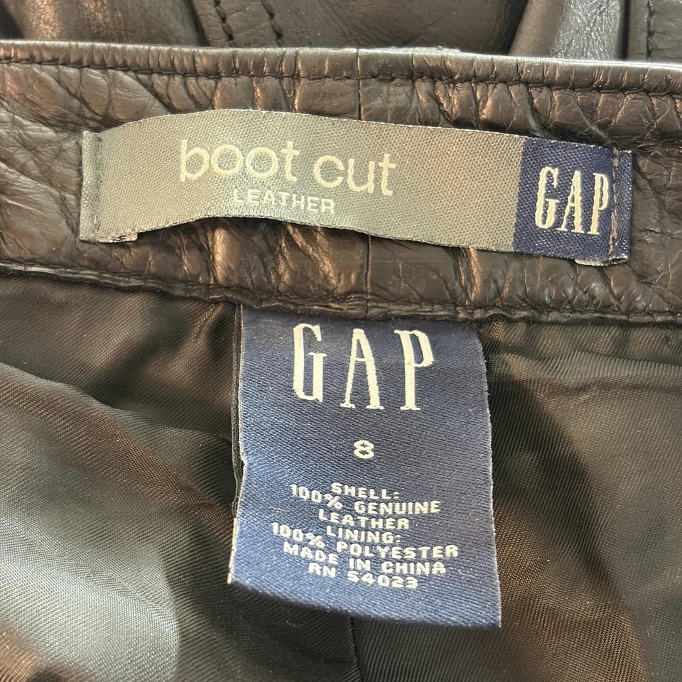 Pantalones de cuero Gap vintage para mujer 8 negros corte bota forrados cremallera genuina mosca Y2K años 90 Foto 2 de 4
