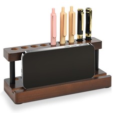 Wooden Pen Holder for Desk, Pencil Holder Wood Fountain Pens Display Stand wi...