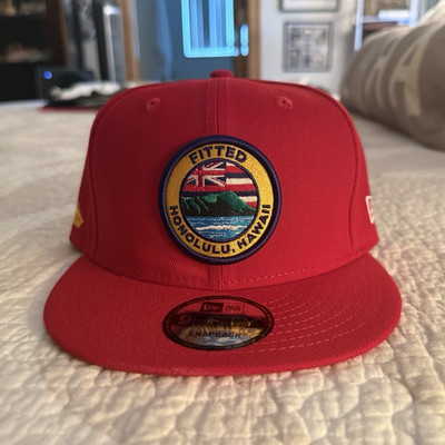 Fitted Hawaii Snapback Hat Red Honolulu Hawaii Patch Adjustable One Size