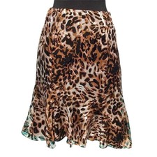Cache Luxe Animal Print Silk Lined Skirt New Flirty Tulip Bottom New 168 NWT
