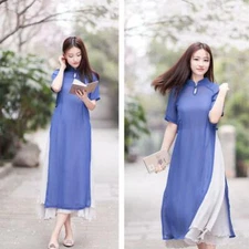 Chinese National Style Retro Improved Cheongsam Women's Student Dress Two-piece