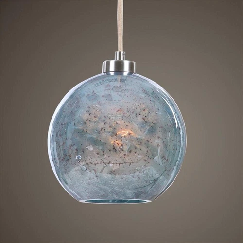 Uttermost Gemblue 1-Light Coastal Steel and Glass Mini Pendant in Blue/Nickel - Picture 14 of 14