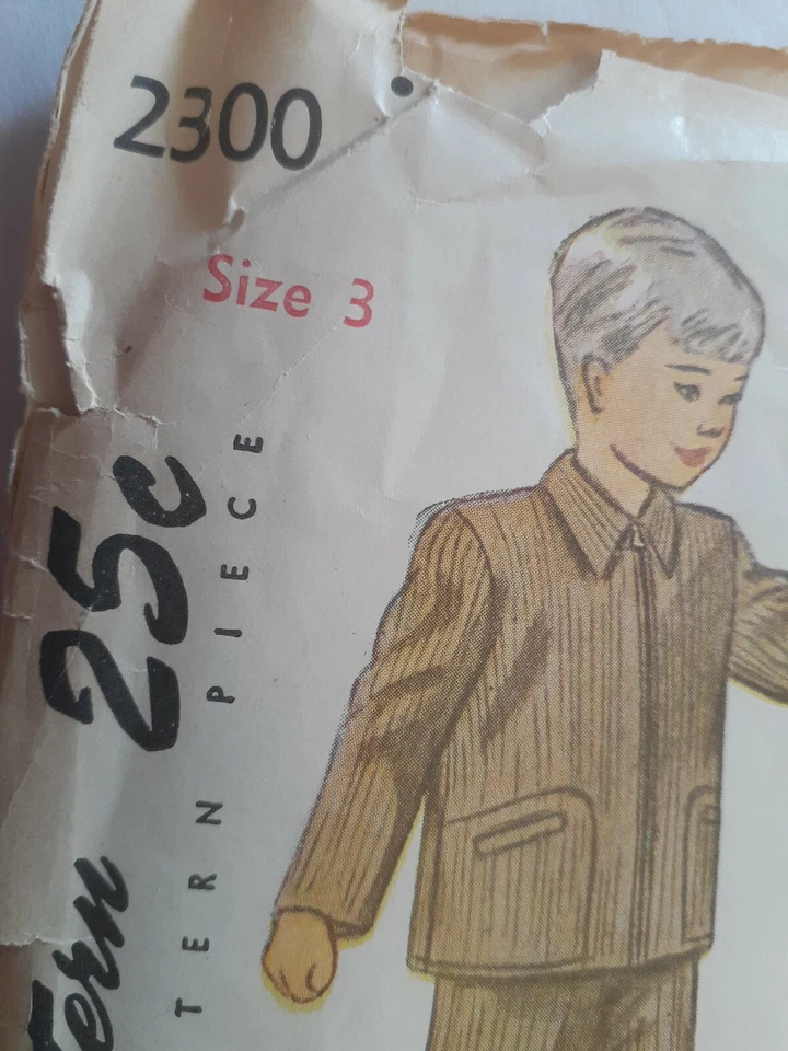Simplicity 2300 Bib Overalls Jacket Bibs Sewing Pattern Boys Girls 3 3T VTG 50's - Image 3 of 4