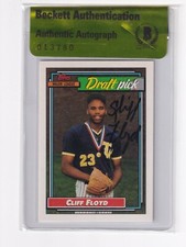 Cliff Floyd 1992 Topps Rookie Card #186 Thornwood HS Beckett Authentic Autograph