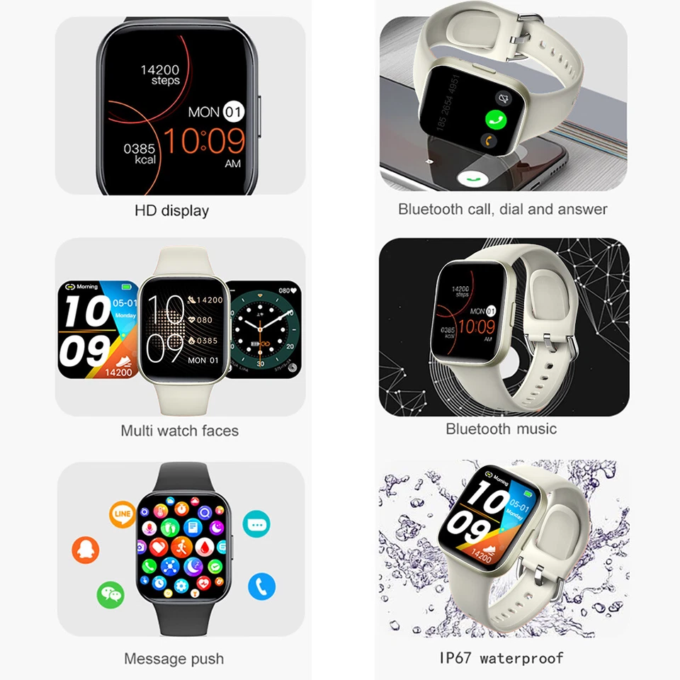 Smart Watch Men Women Fitness Tracker Sleep Heart Rate Watch for Android iOS - Image 3 of 4