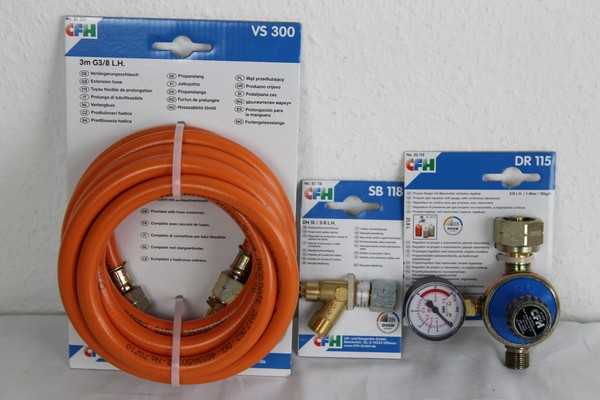 Cfh Set Propandruckregler Mit Manometer,Regelbar1-4 Bar ,52115+52118+52123+448-image