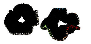 New Black Diamante Velvet Hair Scrunchie Bobble with Crystals Ponytail Hair Band