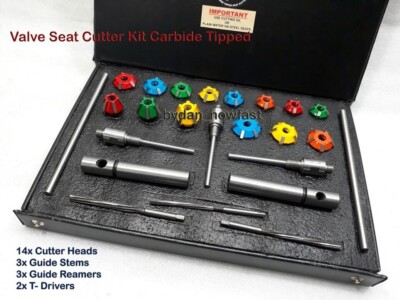 HONDA,SUZUKI,KAW BIKES VALVE SEAT CUTTER SET CARBIDE TIPPED + REAMS +GUIDE STEMS