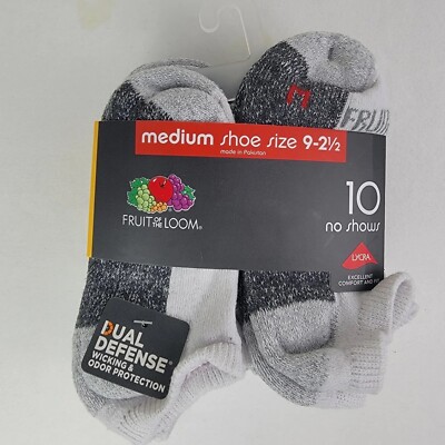 Boys No-Shows Socks White Fruit of the Loom 10 Pair Medium US Shoe Size ...