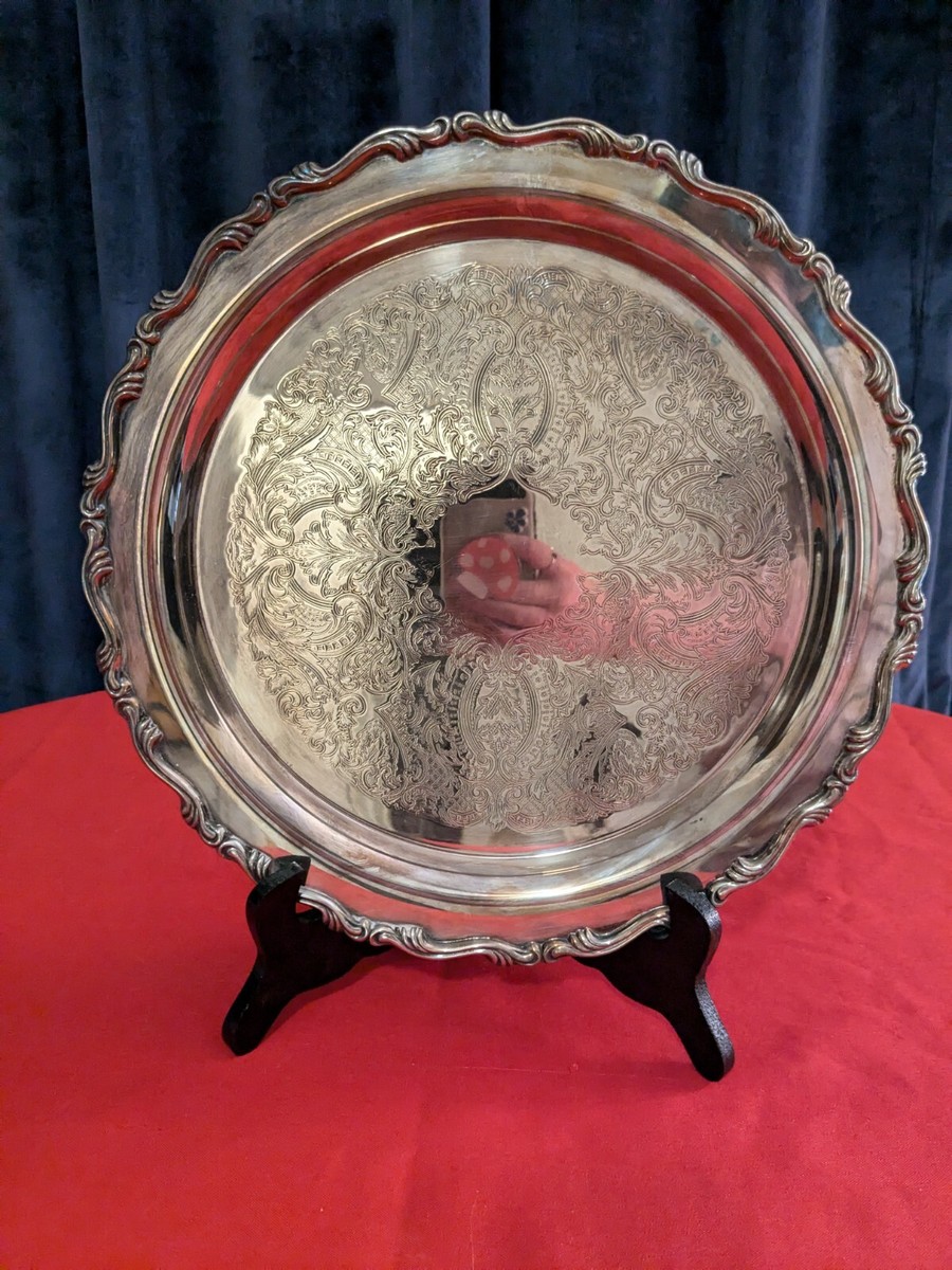 Vtg O L Oneida USA 2 Lions Stamped Silver Platter | eBay