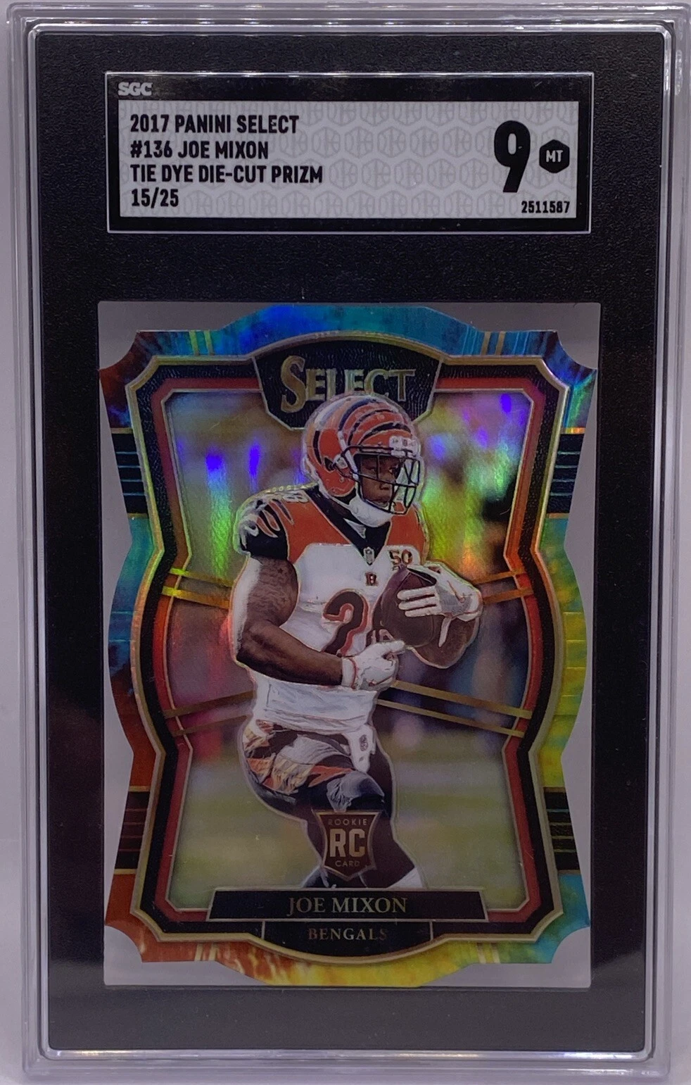 Joe Mixon Panini Select #136 Tie-Dye Prizm Die Cut
