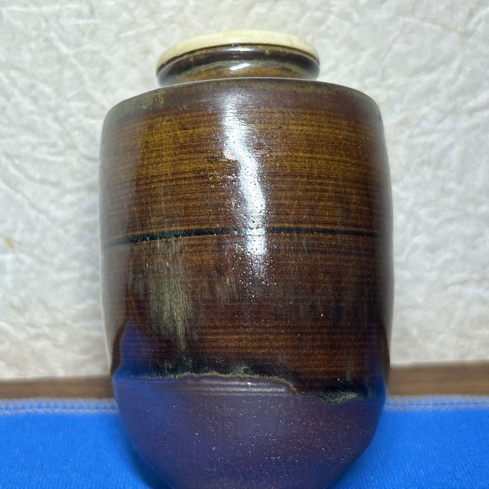 Tea Caddy Takatori Chaire Pottery Container Canister Tea Ceremony Japan