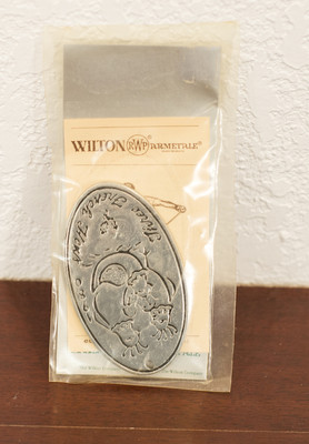 1970's WILTON ARMETALE THREE FRENCH HENS PEWTER CHRISTMAS ORNAMENT MIB