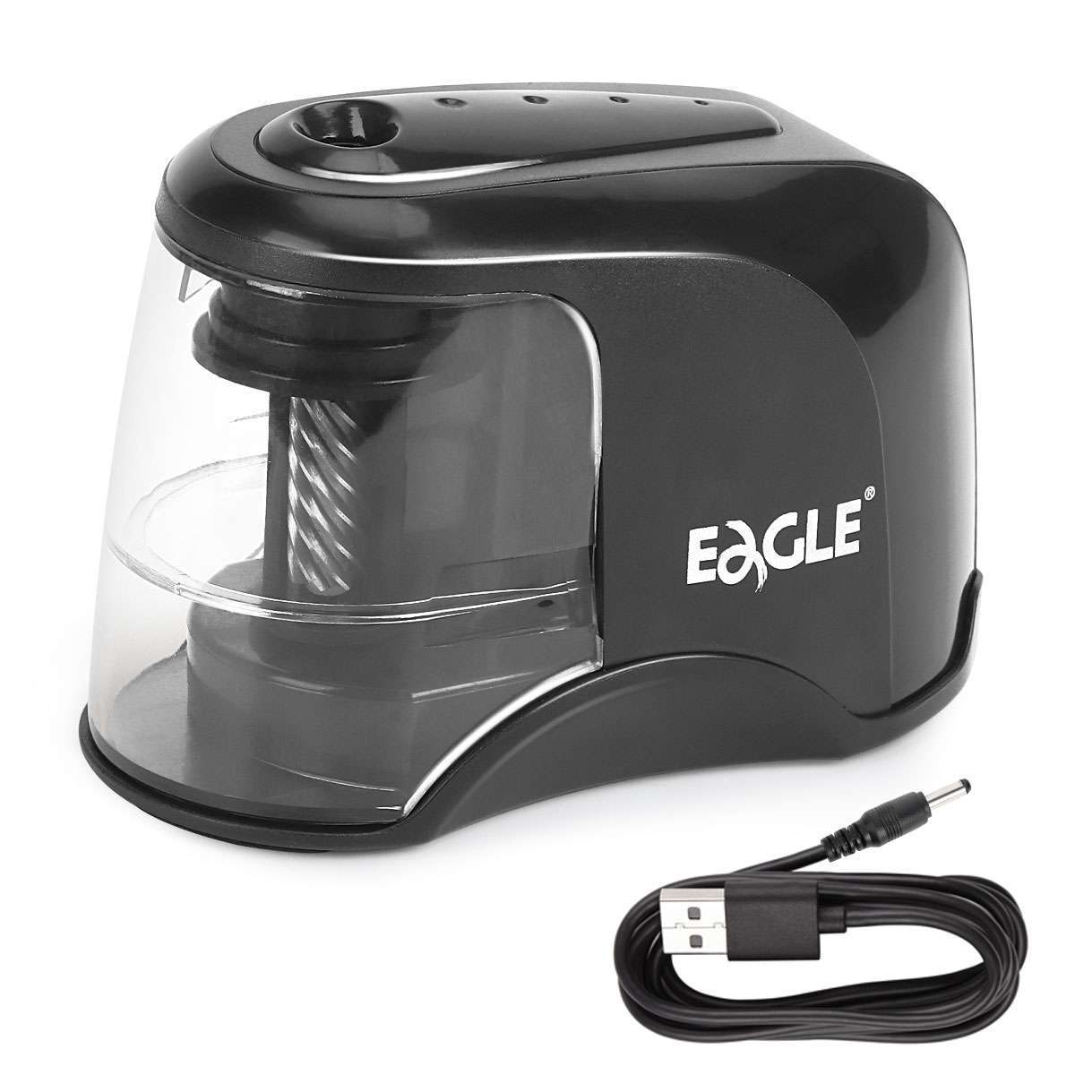 Automatic Electric Pencil Sharpener Helical Blade Fast Sharpen Home Office Black