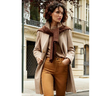 Brand New/un-used/ Lands End Women's Classic Checkered Wool Coat Size 10 Boxed