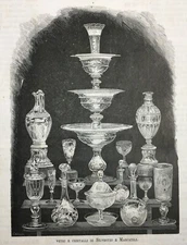 MILAN-EXHIBITION 1881-GLASSWORKS MARCHE-WILD AND MARKATILI-ASCOLI PICENO
