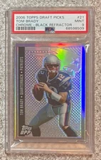 2006 TOPPS DRAFT PICKS TOM BRADY CHROME BLACK REF.~PSA 9~MINT SLAB~POP 29 W 0^