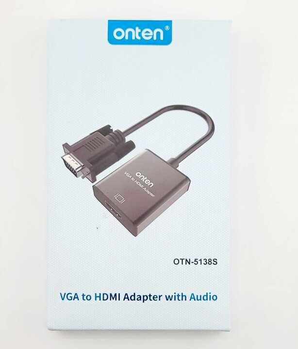 Onten VGA To HDMI, 1080P VGA To HDMI Adapter (Male To Female) For Computer, Desktop, Laptop, PC, Monitor, Projector, HDTV With Audio Support And USB Cable (Black