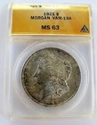 1921 P MORGAN DOLLAR VAM 19A Retained Cud AMERICA ANACS MS63 TOP GRADER 2 FINER — photo 1