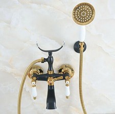 Black  Gold Brass Clawfoot Bath Tub Faucet Mixer Tap w/ Handheld Shower Spray