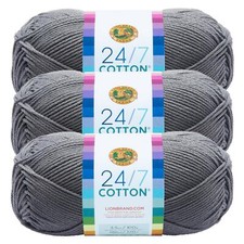  3 Pack Lion Brand Yarn 761-149B 24/7 Cotton  Yarn, Silver