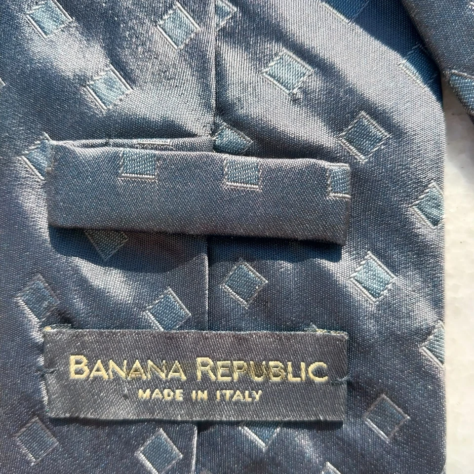 Banana Republic официальный серый синий мужской галстук 100% шелк сделано в Италии - Изображение 4 из 4