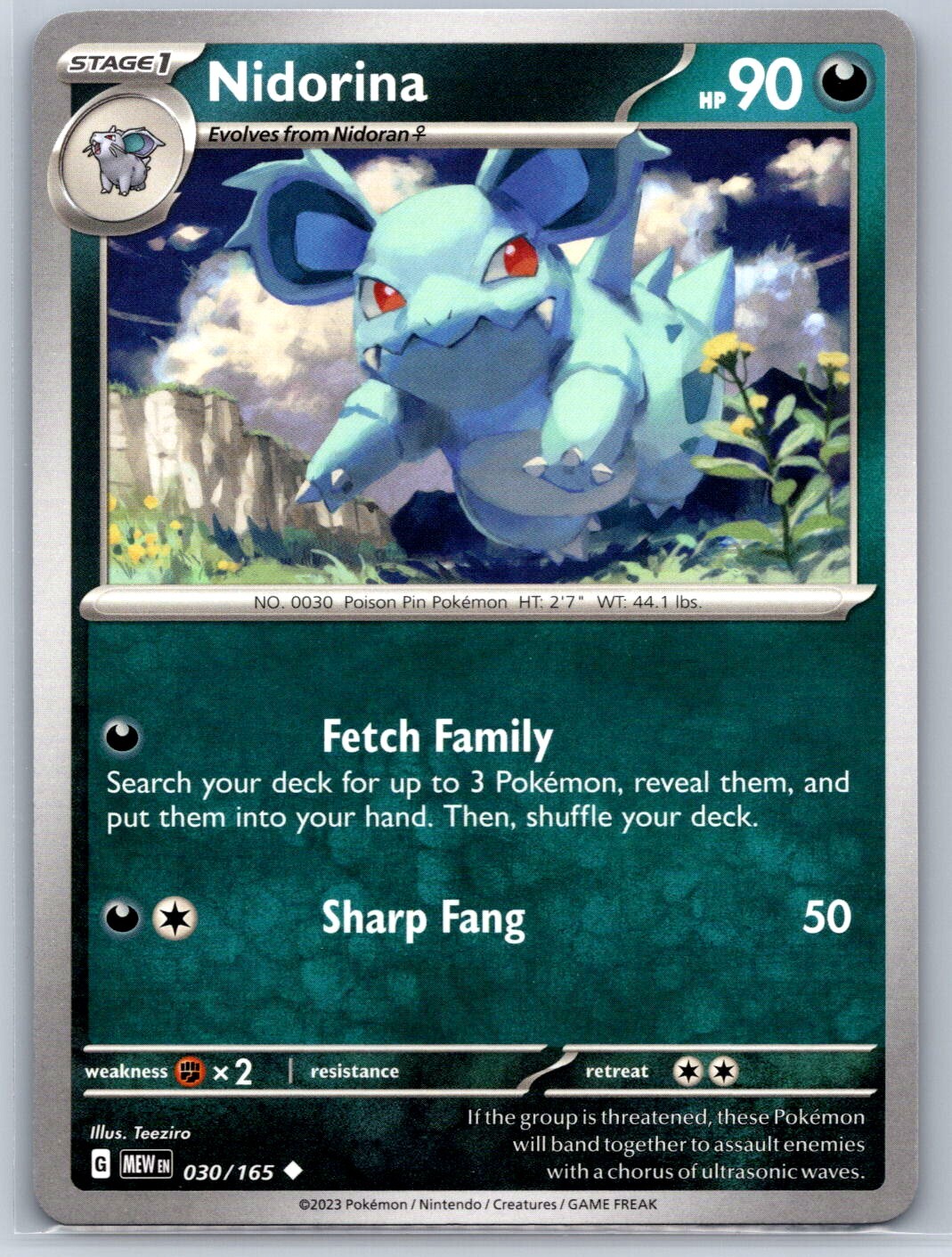 Nidorina - Scarlet Violet 151 030/165 Pokemon Card NM