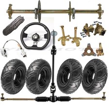 Go Kart ATV 32"Rear Live Axle Kit, Sprocket, Hub, Brake Assembly, Chain, Spindle
