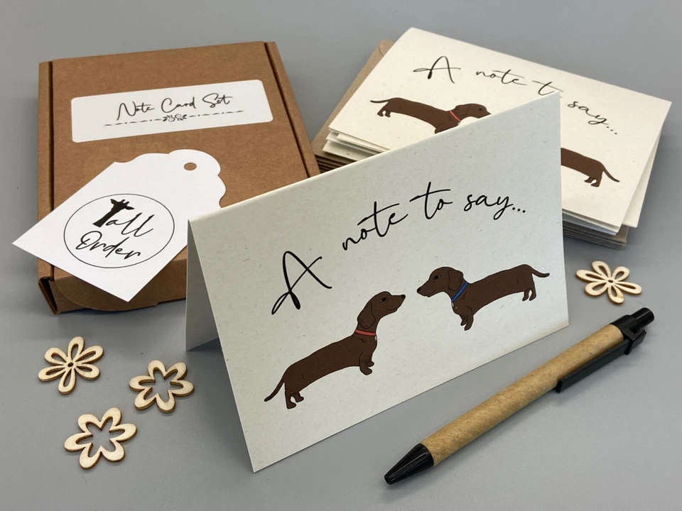 8 Blank Greeting Cards with Envelopes, Pack of Note Cards, Dachshund Sausage Dog - Image 4 of 4