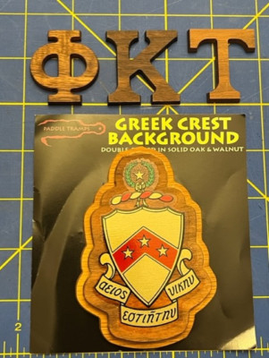 Phi Kappa Tau Fraternity Wood Letters (1.5'') + Crest (4'') Combo