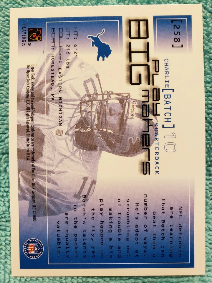 2000 UPPER DECK VICTORY CHARLIE BATCH #258 BIG PLAY MAKERS DETROIT LIONS - Image 3 of 4