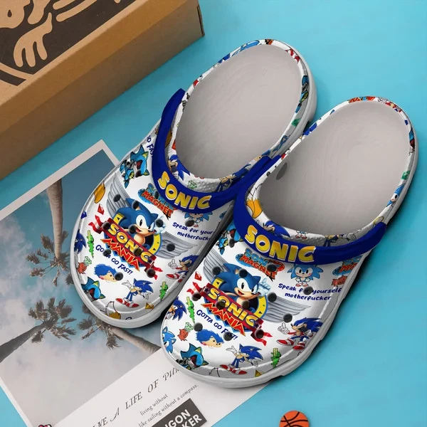 Lightweight And Durable Sonic Gotta Go Fast Cartoon Clogs For Adults