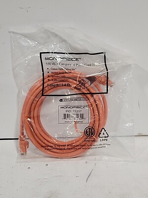 Monoprice 11257 FLEXBOOT CAT6 24AWG CABLE_ 14FT ORANGE